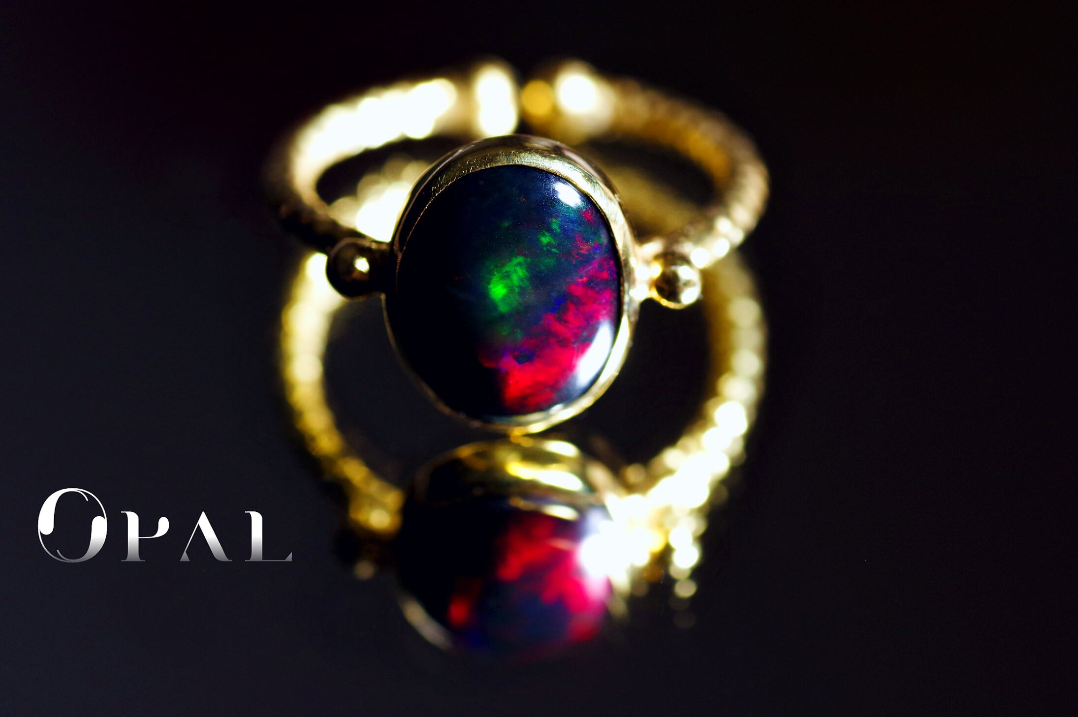 New『Black Opal』の世界でひとつの天然石リングsilver925 + 22kgf