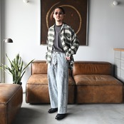 INTÉRIM(インテリム) HYPER BIG VISCOSE STRIPE 60s OPEN COLLAR SHIRT スタイル
