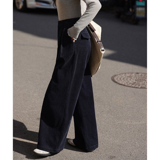 corduroy wide-leg pants　J00242