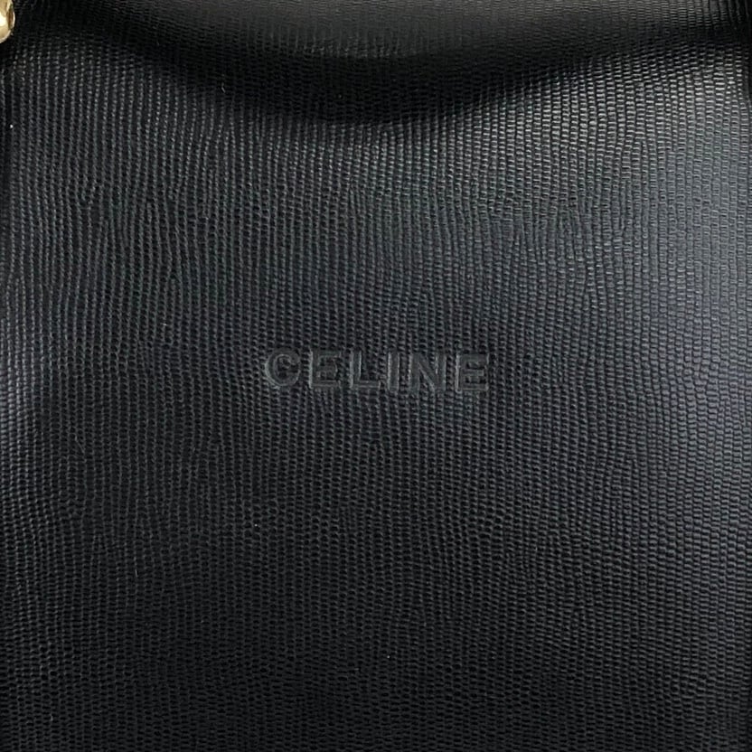 CELINE セリーヌ ハンドバッグ ブラック ロゴ型押し レザー ボストン