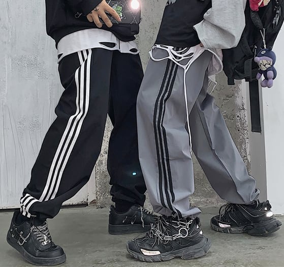 スリーライン パンツ ズボン レディース 韓国 ストリート M L【tb-662