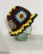 【NEW】Curly hair / COTTON colorful granny square KNIT HAT