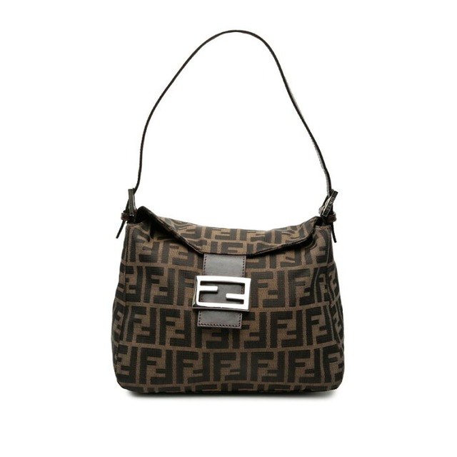 フェンディ ズッカ マンマバゲット ハンドバッグ ワンショルダーバッグ ブラウン キャンバス レザー レディース FENDI 【中古】