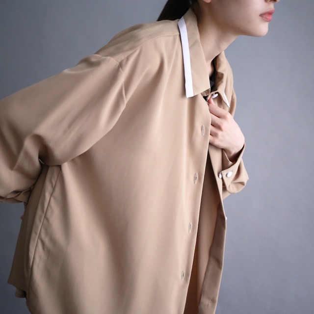 collar switching bi-color design loose shirt