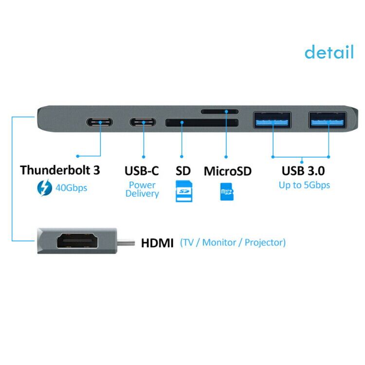 Type-C ハブ HDMI 変換 7in1 アダプター マルチハブ micro SD MacBook Pro Air 多機能 高機能 ポート 増設 ドッキングステーション 4K タイプC typeC | Selectshop-one Type-C ハブ HDMI 変換 7in1 アダプター マルチハブ micro SD MacBook Pro Air 多機能 高機能 ポート 増設 ドッキングステーション 4K タイプC typeC | Selectshop-one