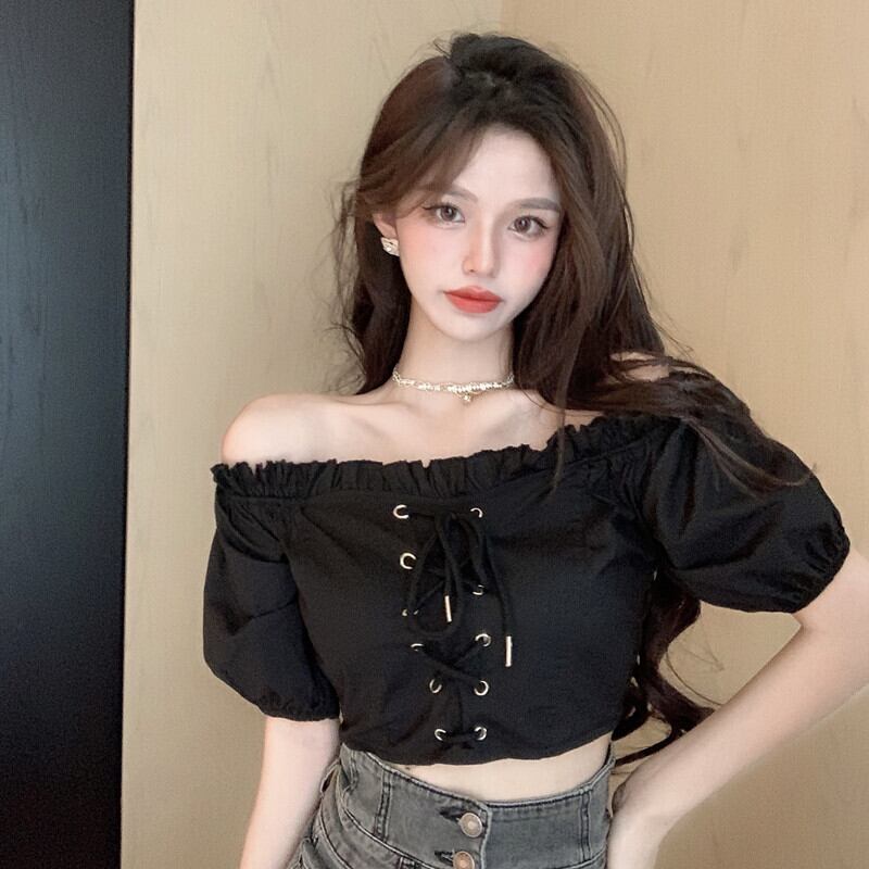 スリーブシャツ サマーショートブラックトップス 夏物 ピュア ブラックストロベリース45309949103