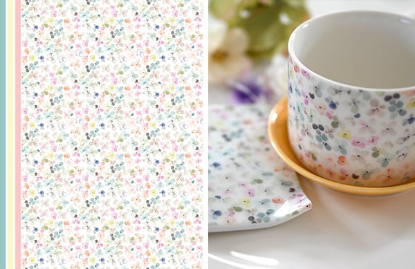 水彩 虹色フラワー転写紙 A4サイズ (ポーセリンアート転写紙)