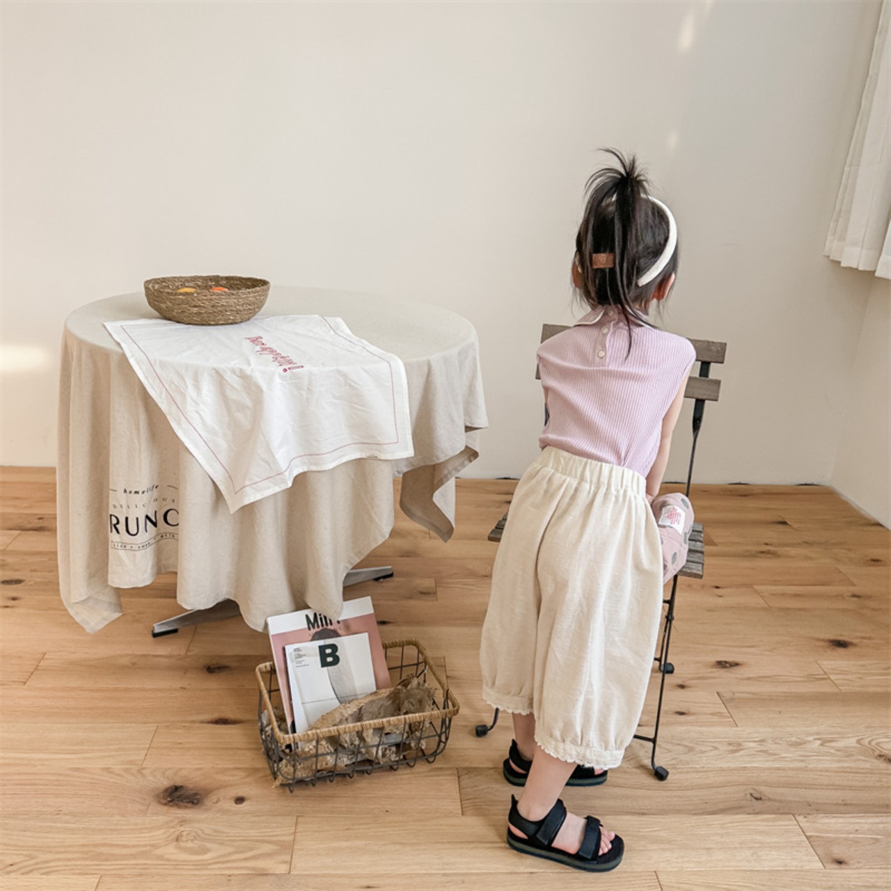 夏リネンハーフパンツ