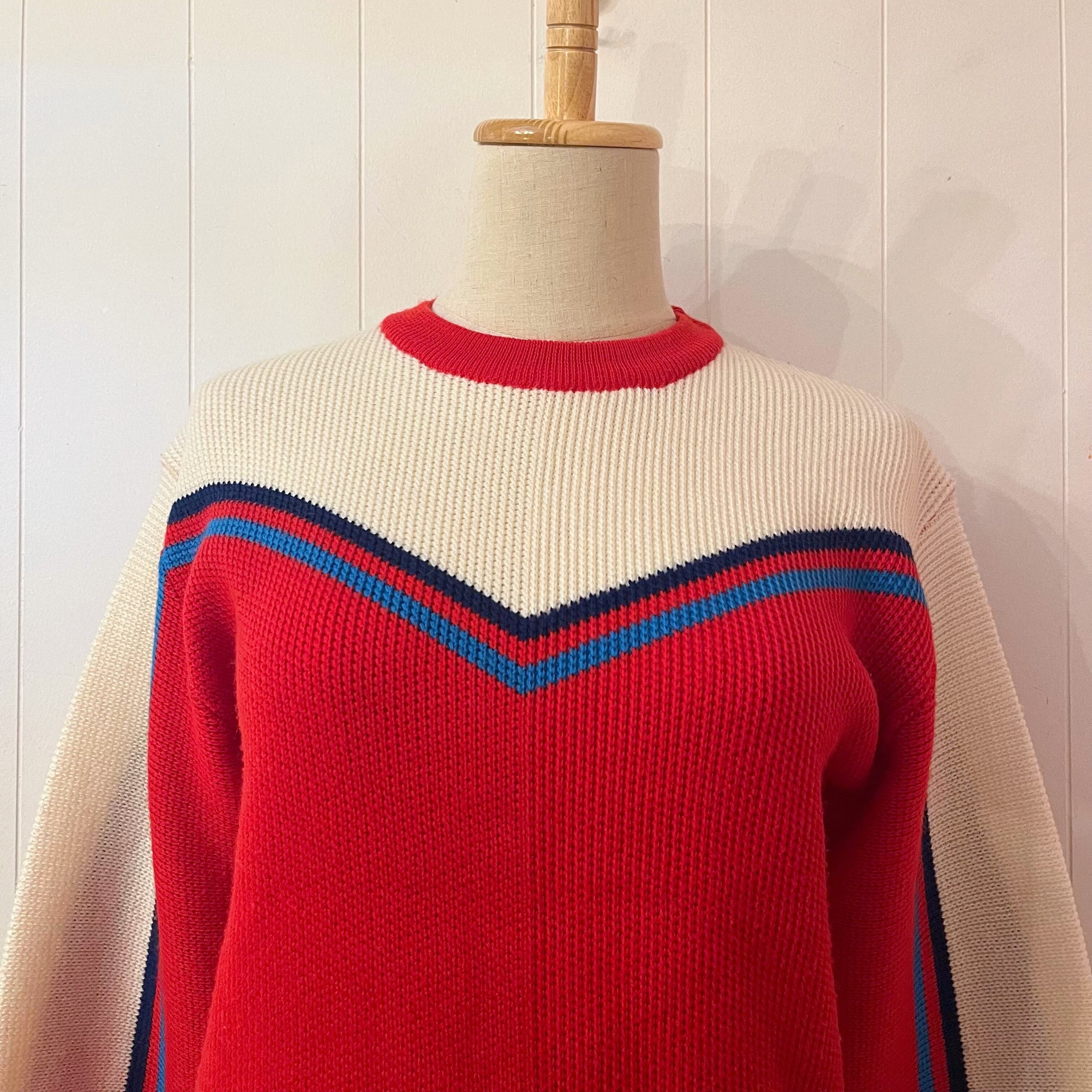 red white line jersey knit po