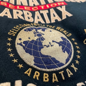 【ARBATAX】80s 90s 日本製 ビンテージ スタジャン 袖レザー バックロゴ 刺繍ロゴ アルバタックス 古着