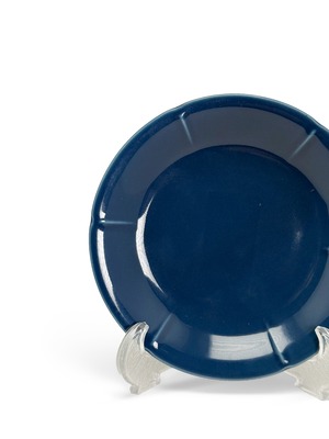 ヴィンテージ雑貨 ダークブルー セラミックプレート 2枚セット（大・小）