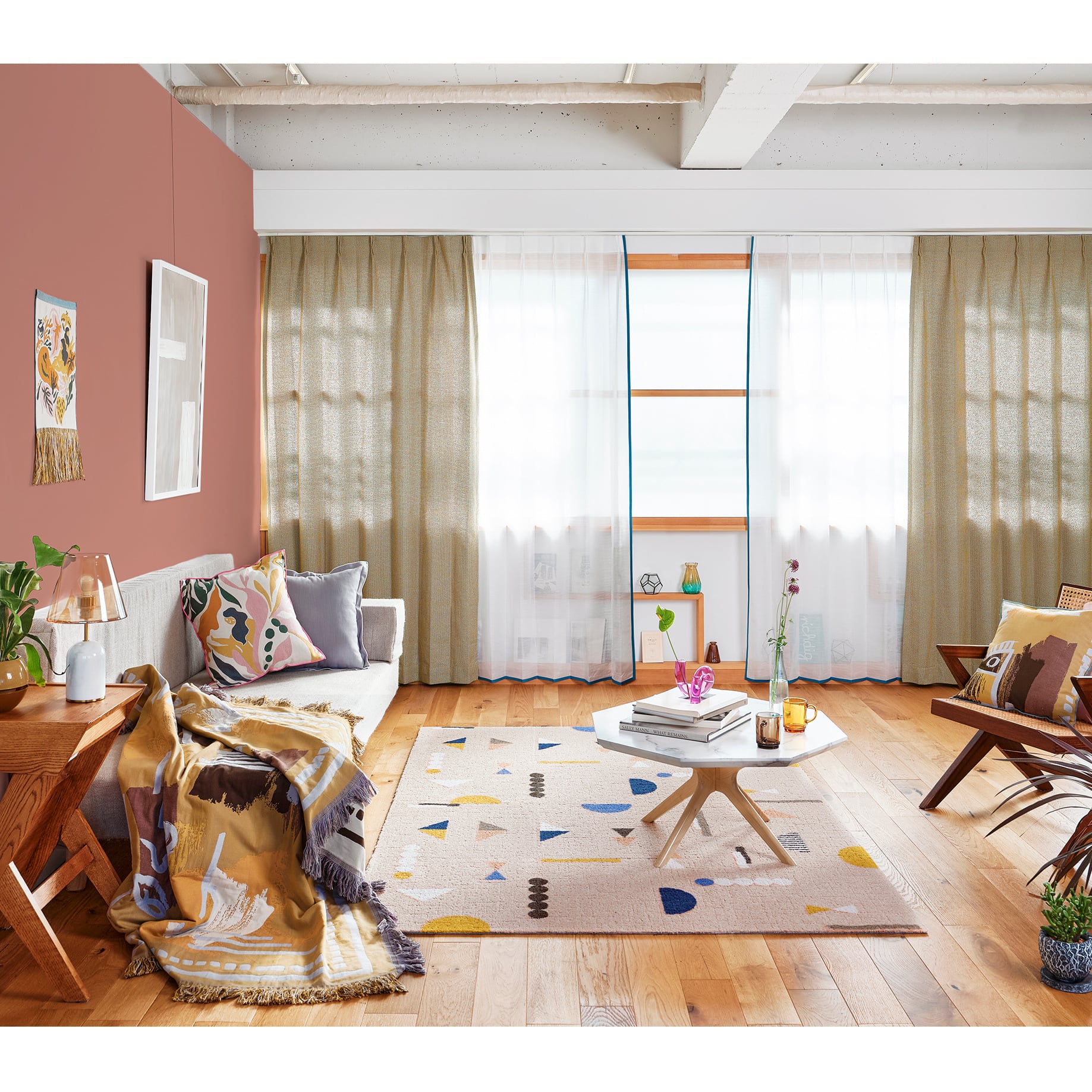 ドレープカーテン モコモコムジ “ イエロー” | Rough since 2016