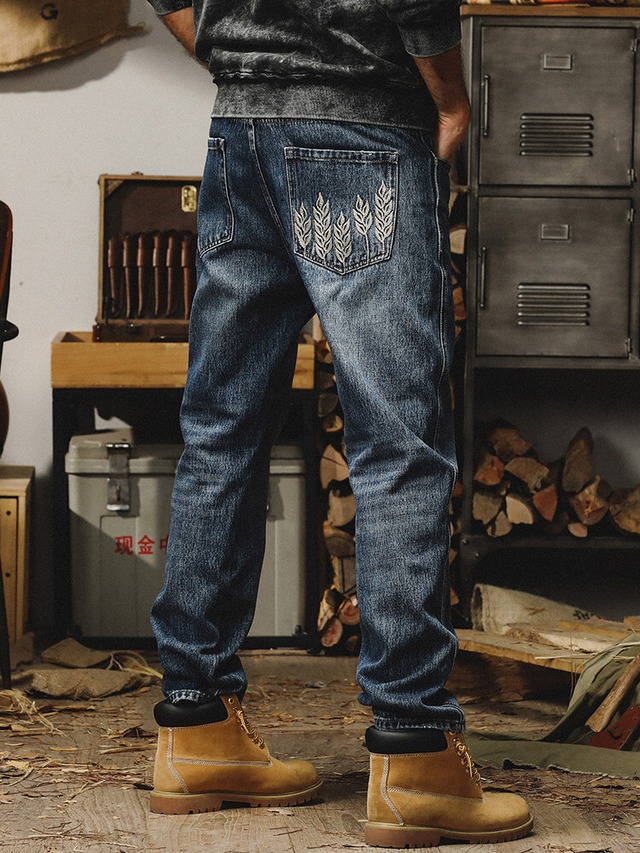 Embroidery Long Jeans Pants【L0482】