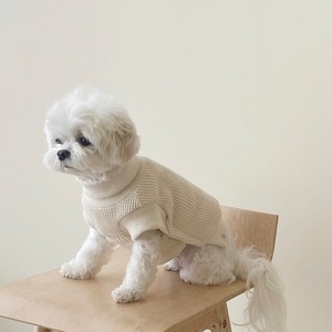 【即納】EYOU ワッフル ハイネック ベスト｜ホワイト