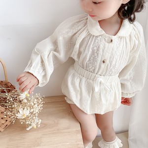 【BABY&KID】春作刺繍ブラウス&ブルマ 2点セット