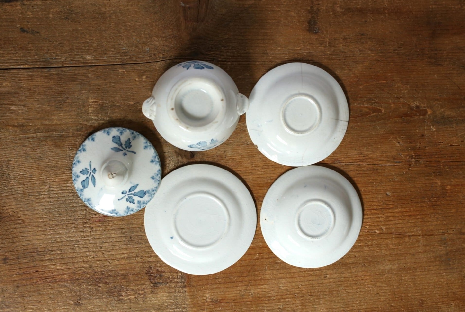 フランス アンティーク 陶器 dinette ままごと用 4点セット (スー