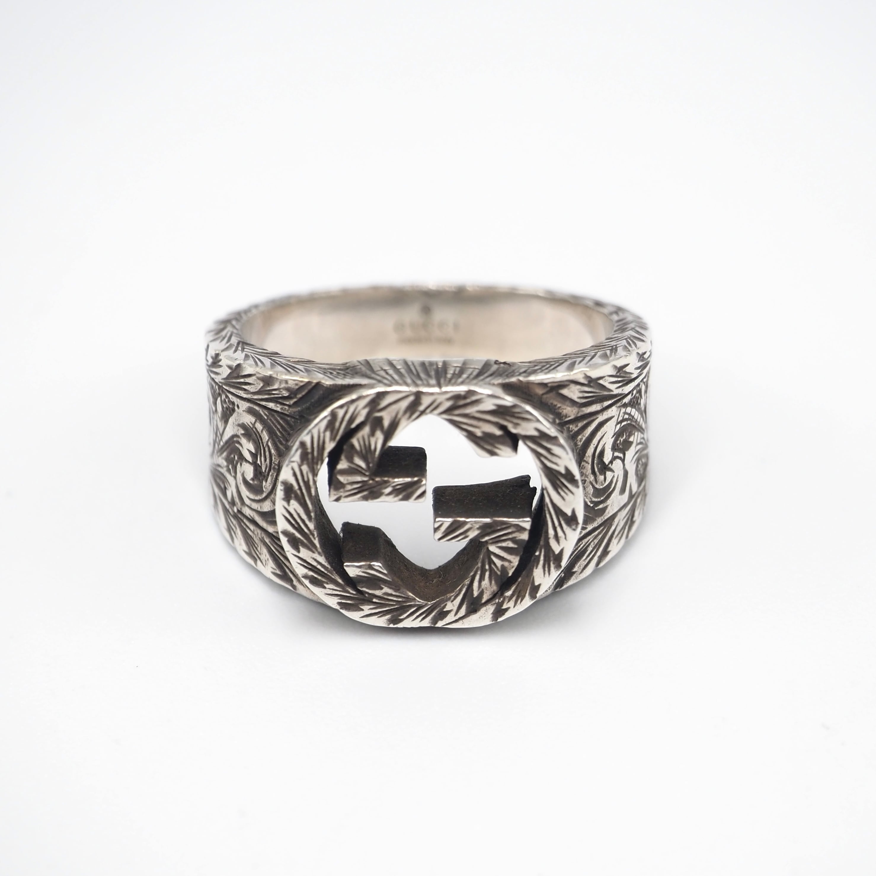 2/27掲載 GUCCI 約21号 インターロッキングG アラベスクリング シルバー925 グッチ