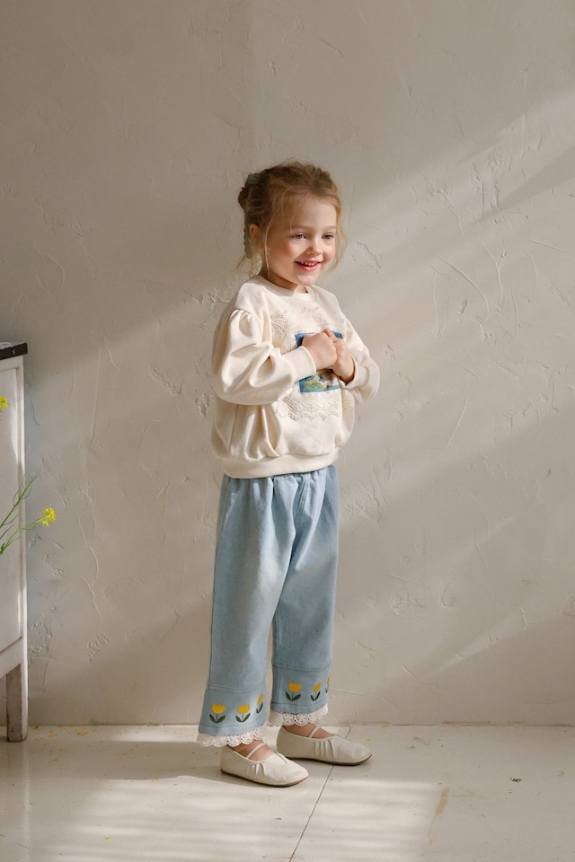 [即納90cm]≪Puella FLO≫Tulip Denim Pants light blue 42