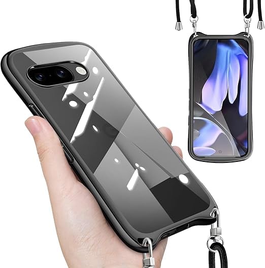 Google Pixel 9a 用 ケース クリア ショルダー ストラップ付き Pixel