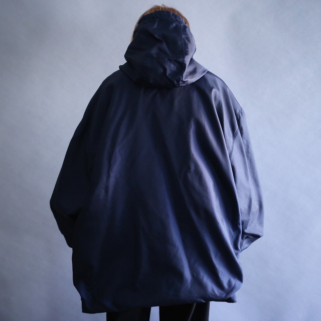 "reversible" fleece×nylon over size anorak parka