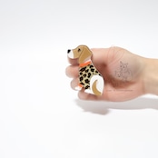 いぬさんアクリル製　ペンダントブローチ　2way　首輪オレンジ／首輪パープル