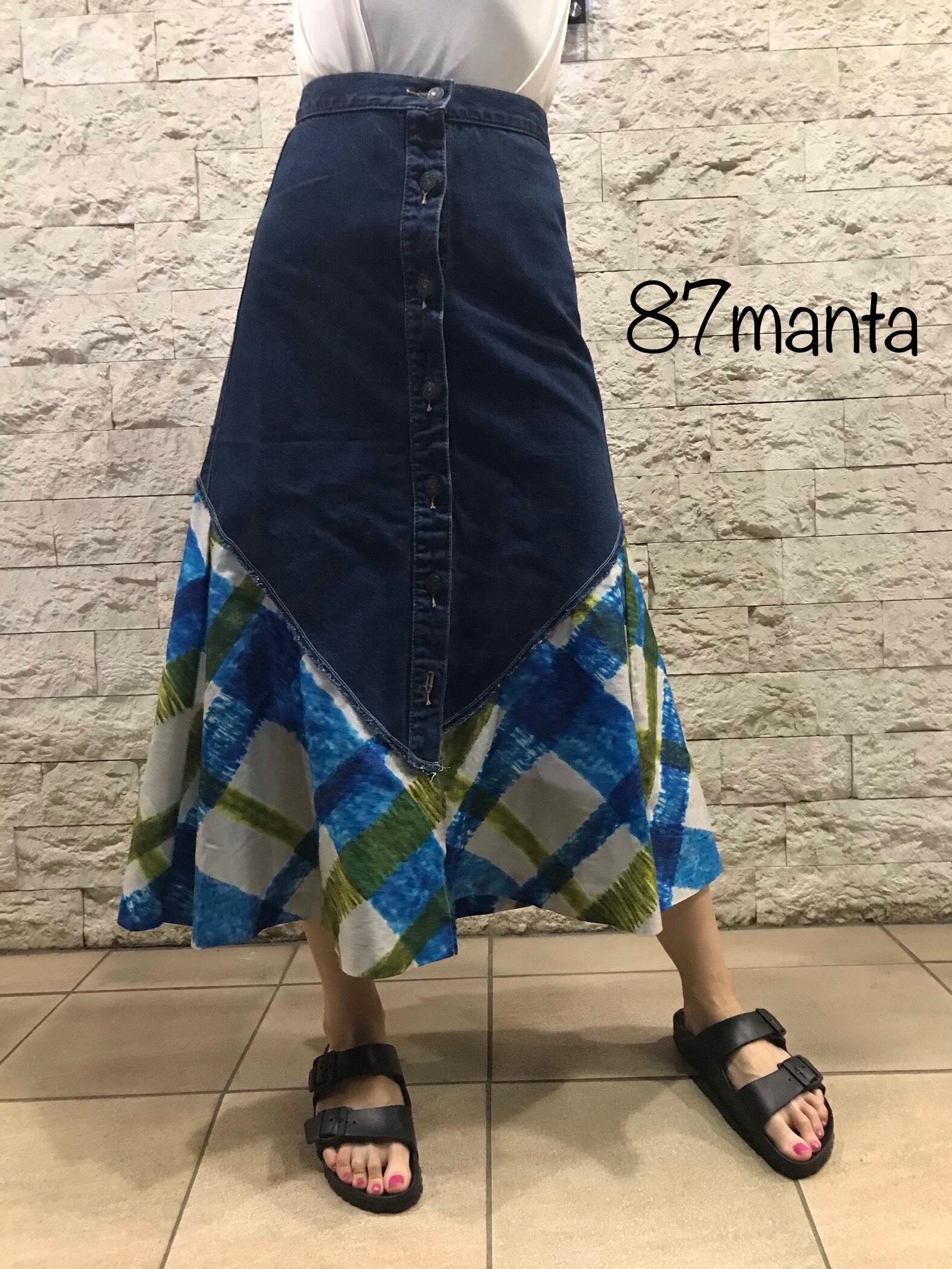 異素材デニム巻きスカート | 87manta