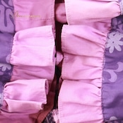 フラダンス 衣装 ワンピース ドレス パープル系 Lei lani 日本製 ハイビスカス柄 ハワイアンプリント アロハ レッスン 練習 フラ ダンス ハワイアン フリル袖 リボン パフスリーブ かわいい おしゃれ 上品 華やか 鮮やか 大人 レディース フラダンス用 イベント かわいいデザイン ヴィンテージ