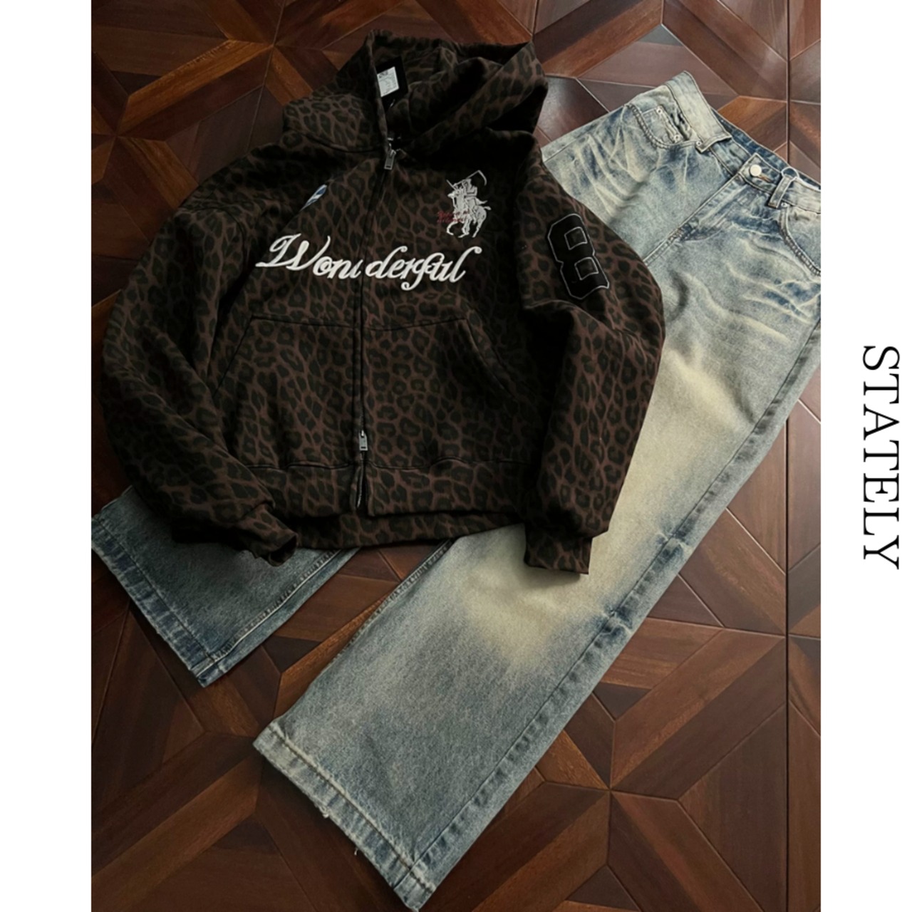 Leopard Embroidery ジップパーカー_T38・画像3