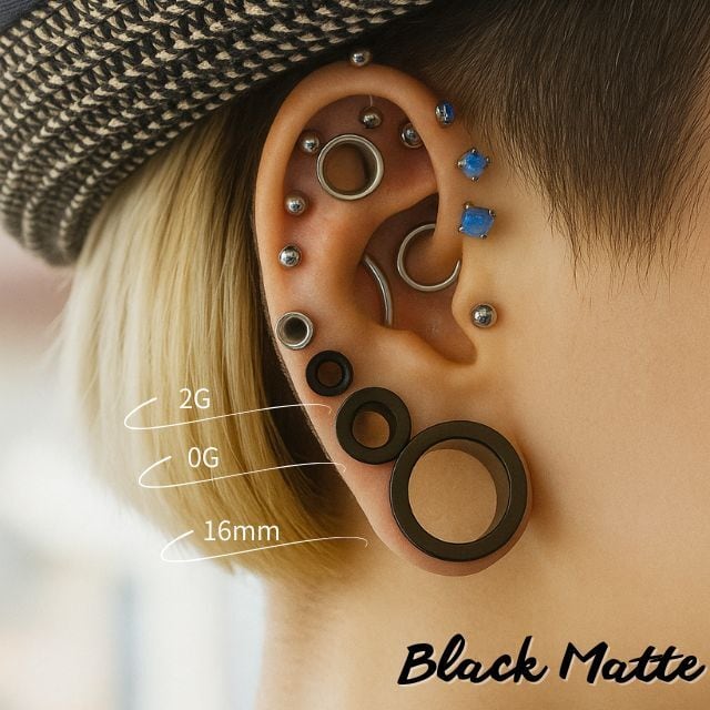 ボディピアス マットブラック つや消し 22mm 24mm ステンレスピアス