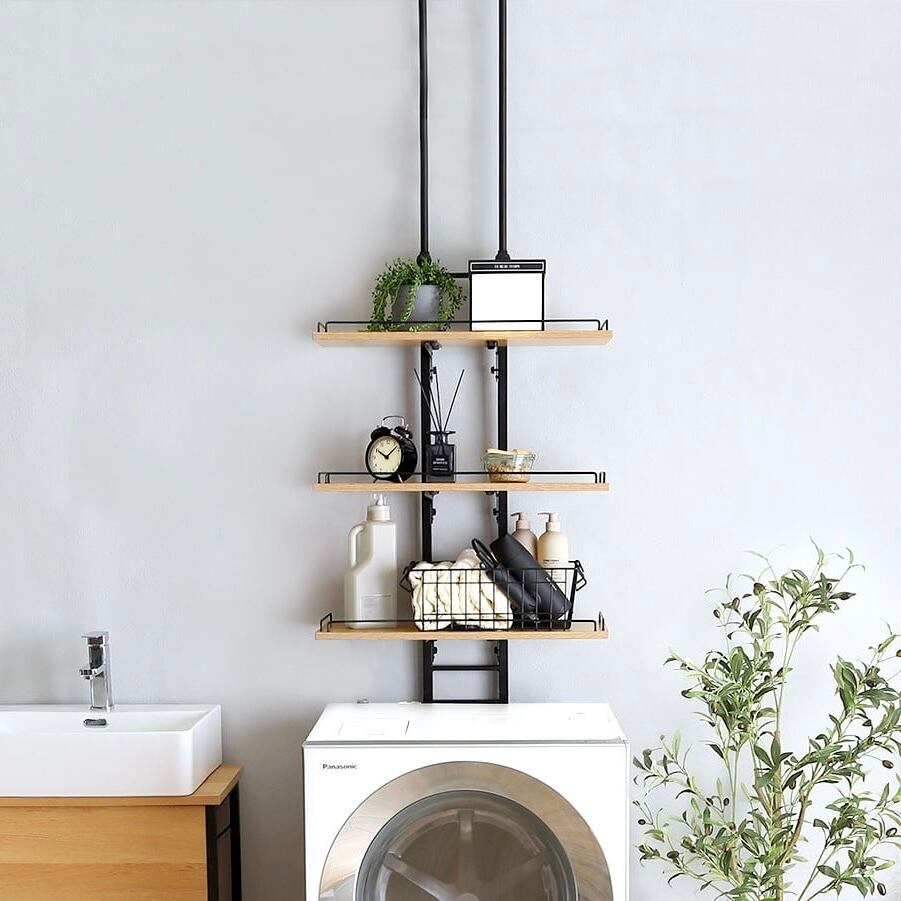 【新品・送料無料】つっぱり式ランドリーラック　WAL/WH つっぱり式ランドリーラック WAL/WH 家具 インテリア ラック シェルフ