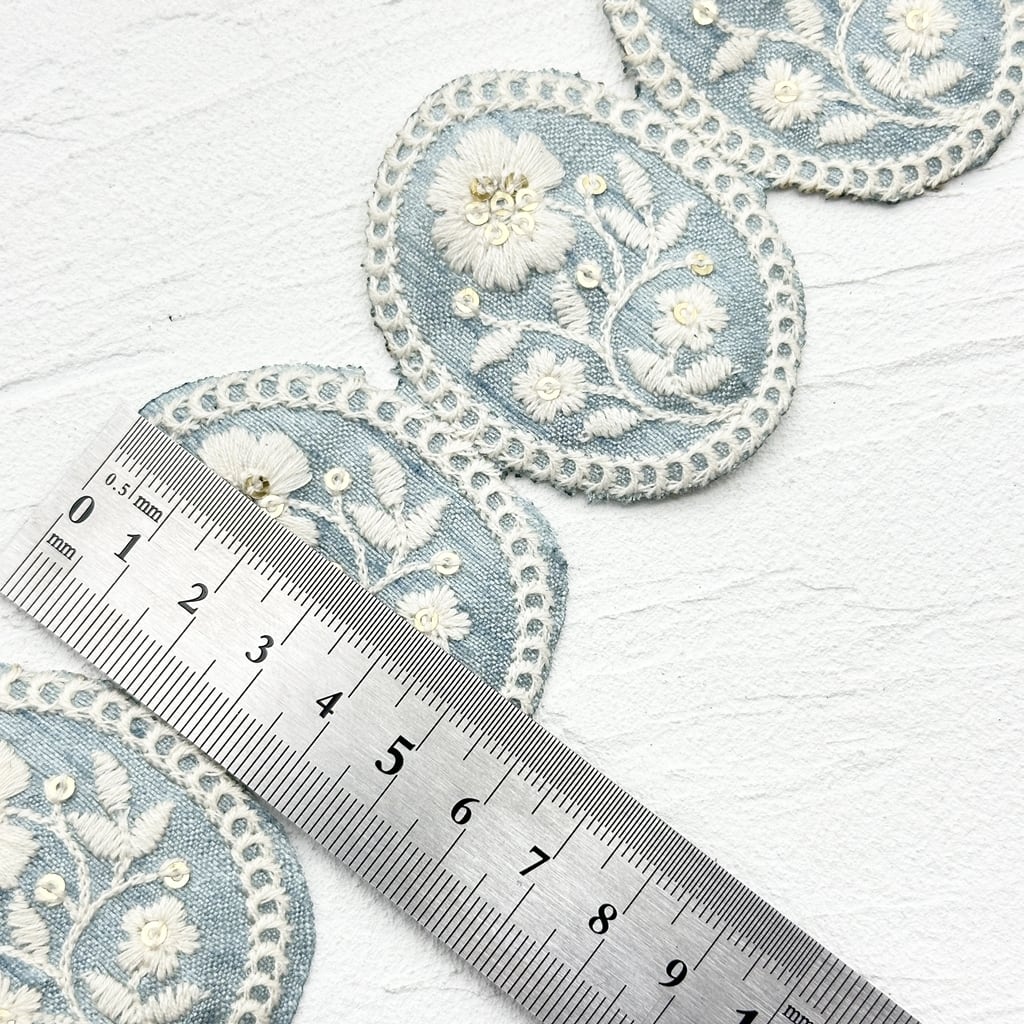 オーバル [アクアF]インド刺繍リボン 2872 | インド刺繍リボン専門店