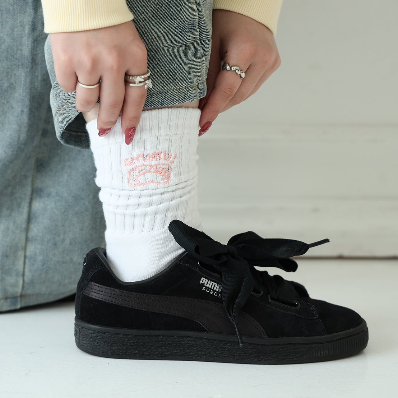 ぎゅむソックス / ホワイト×ピンク(MK-441)