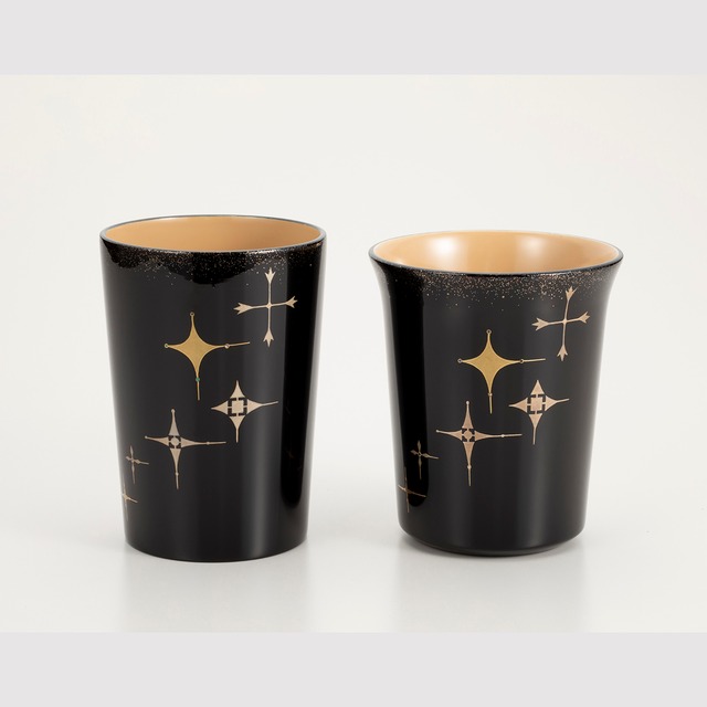 23-1 輪島塗 フリーカップ／スノークリスタル蒔絵／朱内白塗／単品