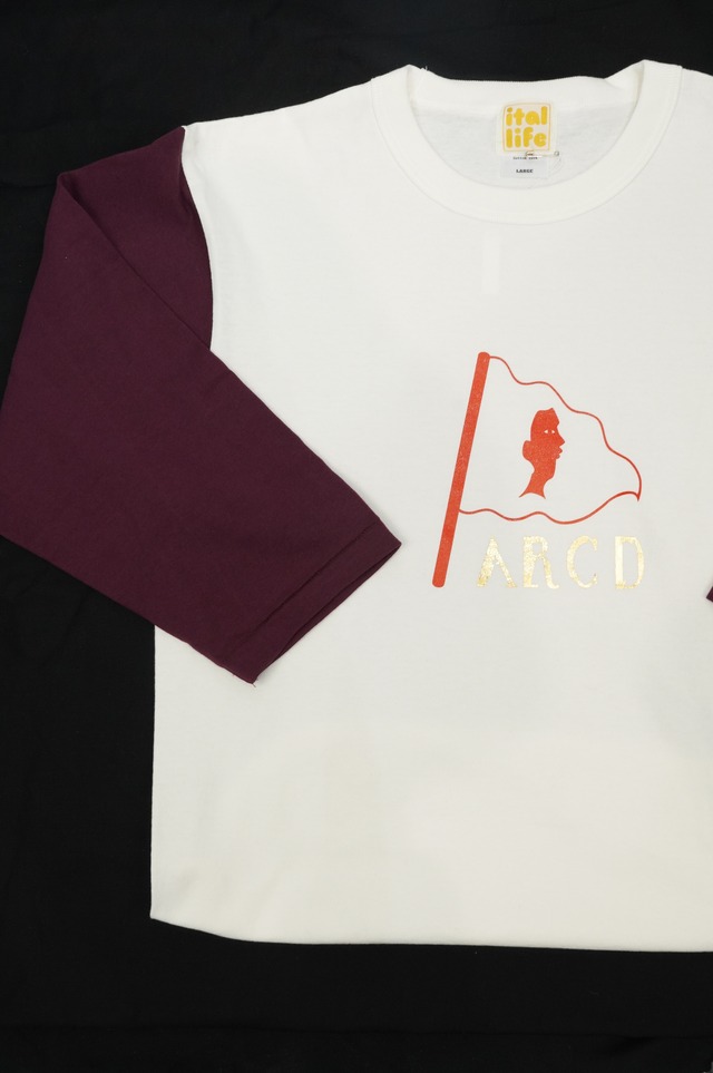 ARCD×Itallife / ''ARCD Face mark Flag'' Baseball T-Shirt
