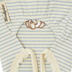 【予約】[ thesallyslaw ] Bunny Romper｜Blue Milk Stripe
