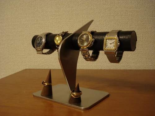 腕時計スタンド　ブラックコルク4本掛けデザイン腕時計スタンド 指輪スタンド