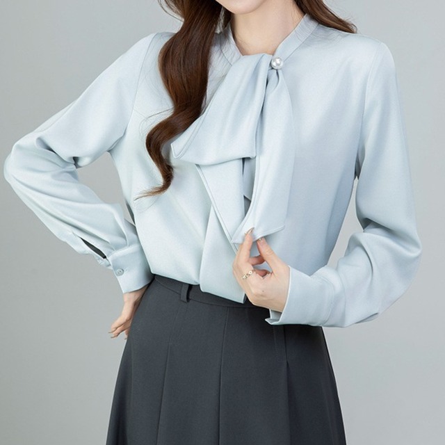 Chest tie elegant slim shirt