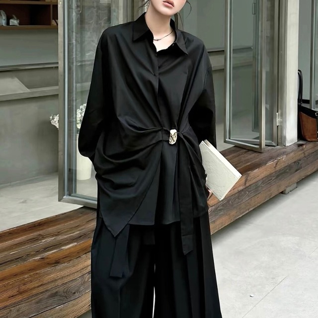 Twist buckle long shirt【2color】 C1436