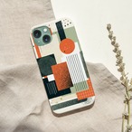 受注生産 iPhoneケース オレンジ丸と紙片のミニマルコラージュ｜ZINE風 ZINE036B