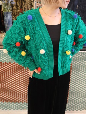 fringe pom-pom knit cardigan【1965】