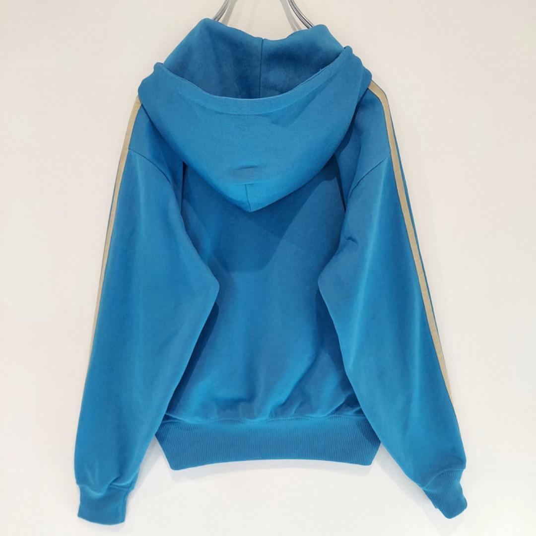 アディダス トラックジャケット ジップ パーカー 古着 S 青 金 12824