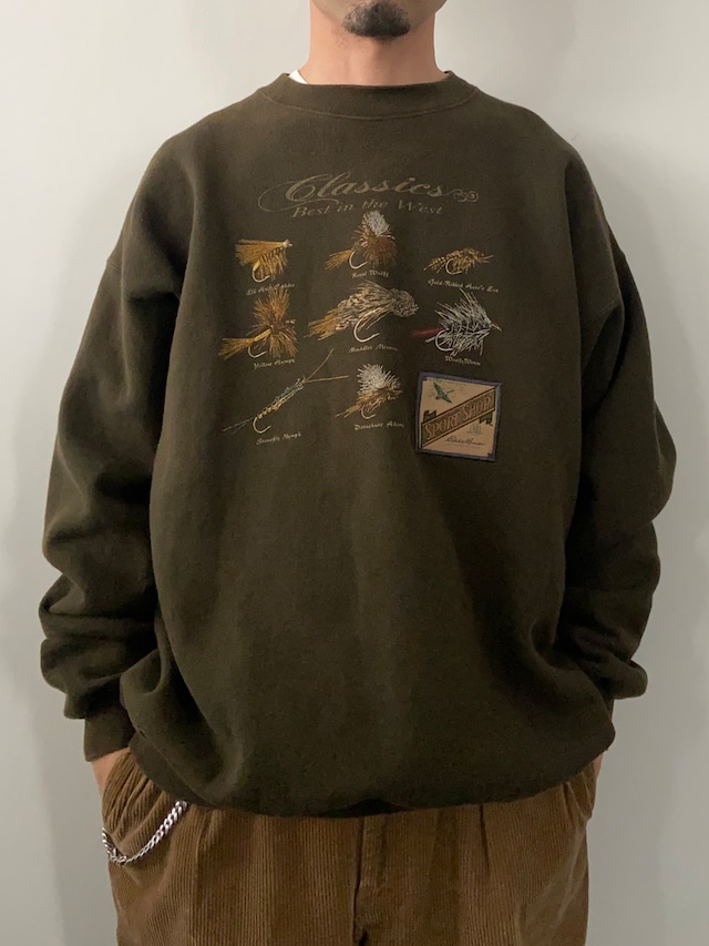 EDDIE BAUER / "FISHING LURE" CREW NECK SWEAT