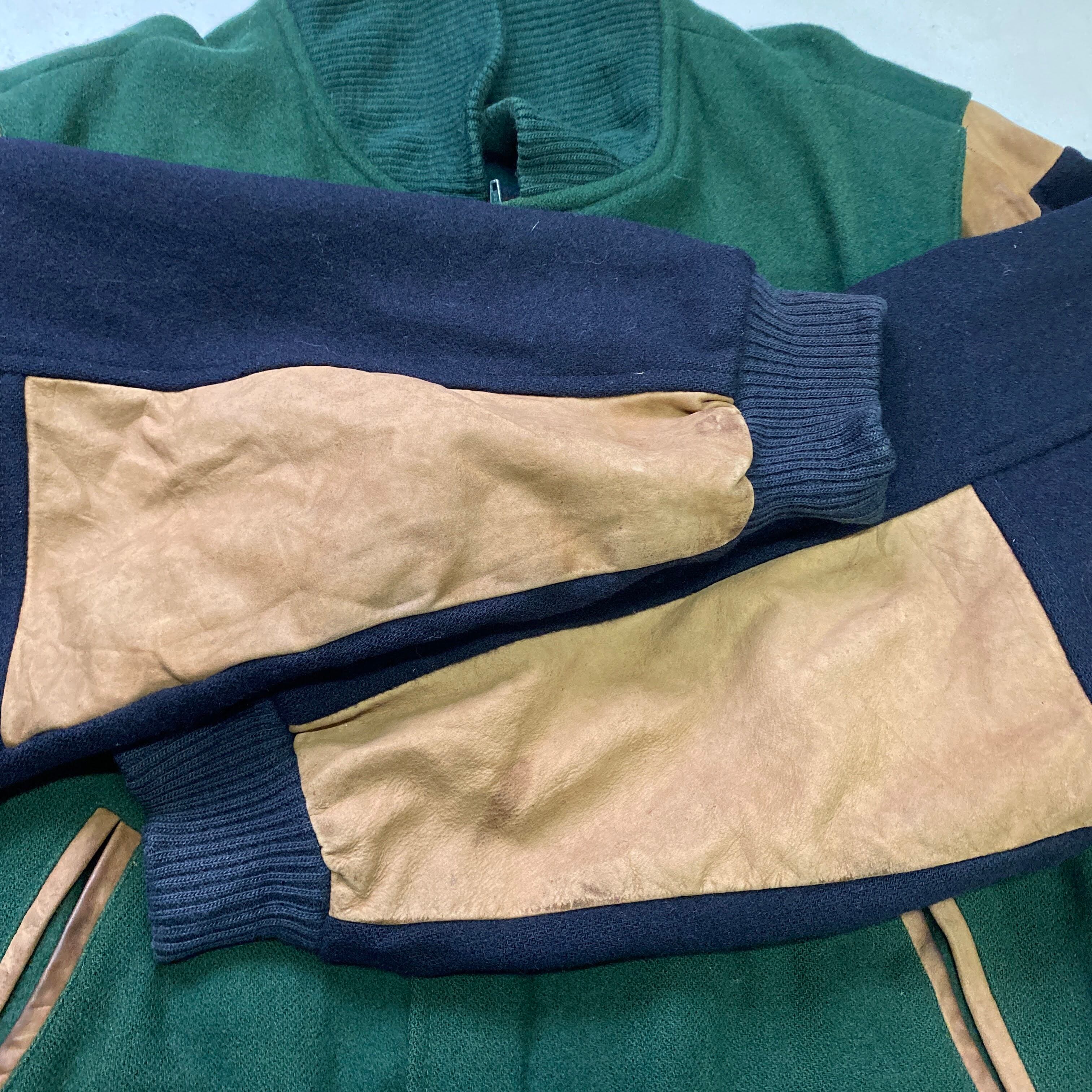 フランス製 ヴィンテージ LACOSTE フレンチラコステ レザー切替 ウール 