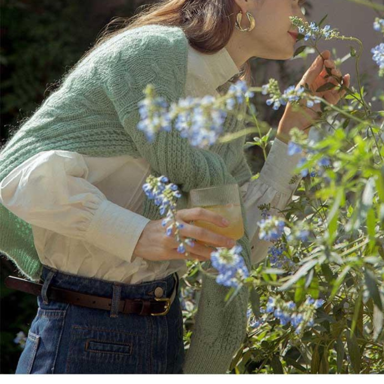 ケーブル編みモヘアニットカーディガン 2color W01358