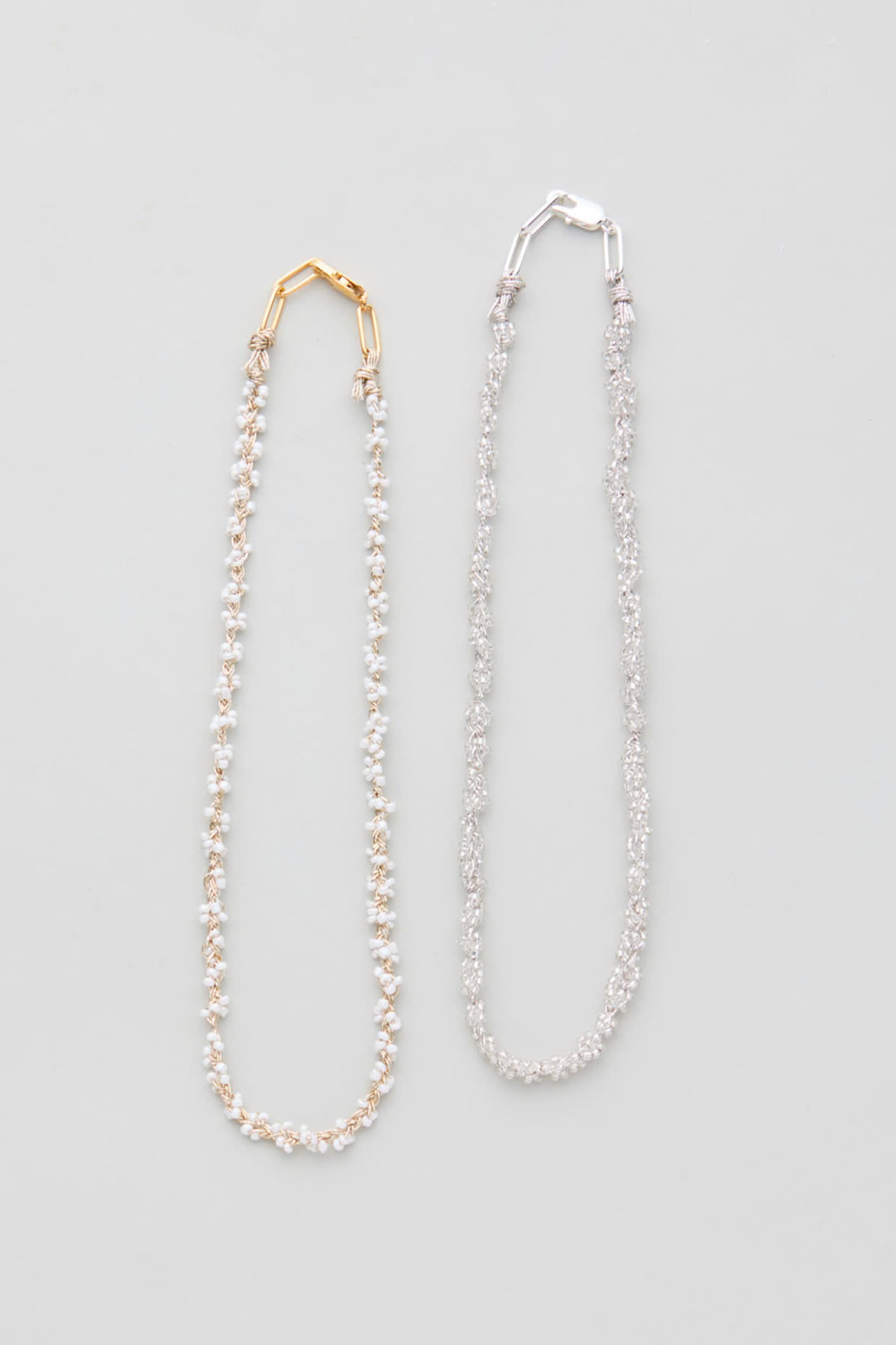 Craft beads necklace クラフトビーズネックレス White / Silver