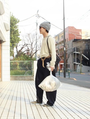 1990s Giorgio Armani Rayon×Cotton shawl collar knit .