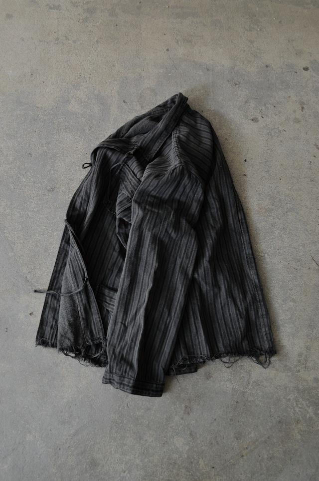 VENTITANK PROJECT Bulgarian Army 1950's-60's Dead Stock Custom Remade & Dyed Sumi Kuro Sleeping Shirt Jacket Type Black ブルガリア軍 スリーピングシャツ ジャケット 50s 黒染め