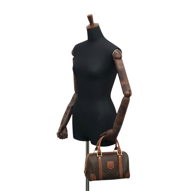 CELINE セリーヌ マカダム ハンドバッグ ブラウン ブラゾン型押し PVC ミニボストン vintage ヴィンテージ オールド mvau3t