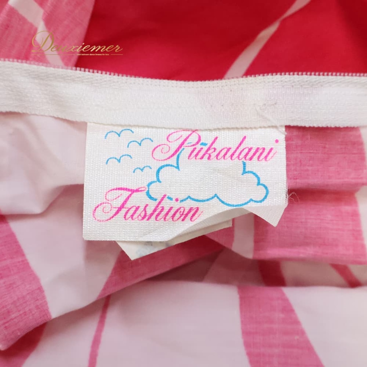 フラダンス 衣装 ワンピース ドレス プカラニファッション ピンク系 ホワイト系 Pukalani Fashion ハワイ製 ツーカラー フリル かわいい 華やか 鮮やか 明るい ラブリー 白 ダンス衣装 レディース ハワイアン アロハ ダンス レッスン 練習