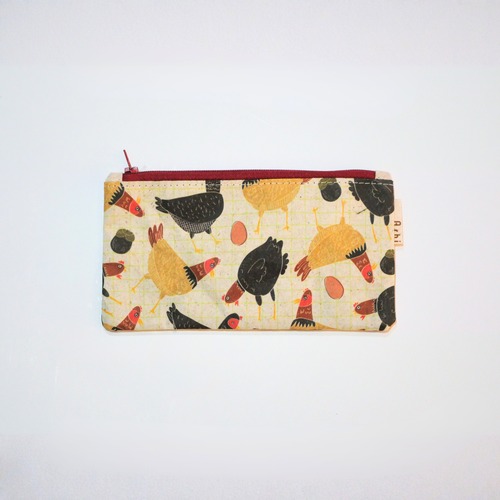 Ashi｜亜紙 Flat Pouch M＊Village Chicken 動物柄 紙ポーチ バナナ ハンドメイド